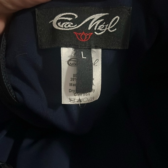 Eva Mejl navy blue velvet gown dress size L - Picture 7 of 9